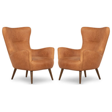 Poly and Bark Aida Lounge Chair, Set of 2, Cognac Tan