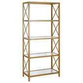 Vivian Regency Gold Metal 3 Tier Black Wood Wall Shelf - Small