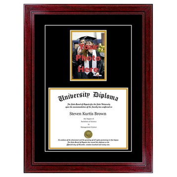 Single Diploma Frame with 5x7 Photo and Double Matting, Sport Cherry, 7"x9"