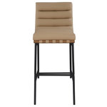 Meridian Furniture - Burke Upholstered Bar Stool, Tan, Vegan Leather, Walnut Veneer Metal Dowel - Indulge in the allure of the Tan Vegan Leather Burke Bar Stool by Meridian Furniture. Its captivating design and luxurious Tan Vegan Leather elevate any space with effortless elegance. Crafted with precision and durability in mind, this stunning piece becomes the focal point of gatherings, fostering moments of connection and warmth. Embrace sophistication and style with the Burke Bar Stool, a testament to exquisite taste and timeless beauty.