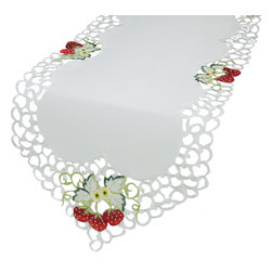 Xia Home Fashions - Strawberry Embroidered Cutwork 15"x72" Table Runner - Table Runners