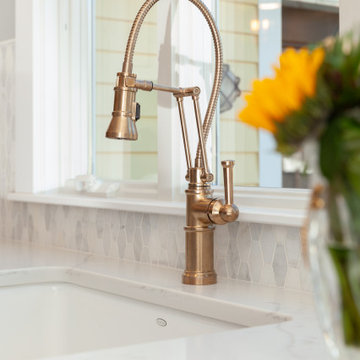Brushed Brass Kitchen Faucet with Pull-Down Sprayer – Hamilton MA