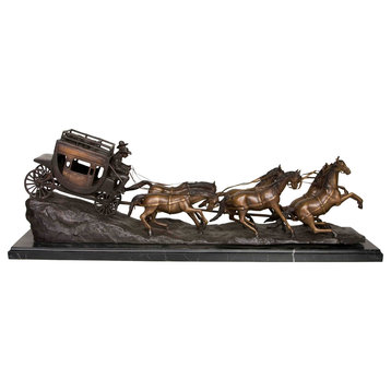Remington Design, "Conestoga Wagon" Bronze Sculpture With Marble Base