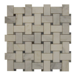 Statuary Calacatta Basketweave Mosaic with Grey Dots - Home Accessories & Decor