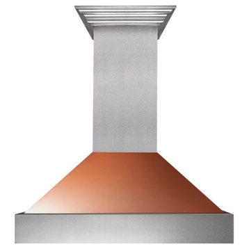 Ducted DuraSnow Stainless Steel Range Hood with Copper Shell