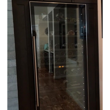 Modern Shaker Cabinets Kitchen Waterfall Island Wine Fridge