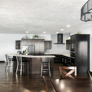 Kitchen with corner cooktop