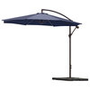 WestinTrends 10' Outdoor Patio Cantilever Hanging Umbrella Shade Cover w/ Base, Navy Blue