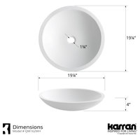 Karran Quattro QM162 Matte White Acrylic 19" Round Bathroom Vessel Sink