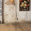Vintage Style Rattan Shade Metal Floor Lamp Tall Standing Light Tropical Arm