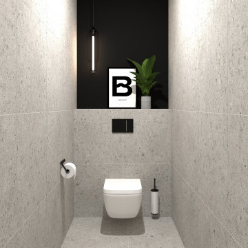 Urbanes Duschbad mit Terrazzo-Fliesen + Gäste-WC
