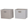 2-Piece Storage Baskets, Taupe and White