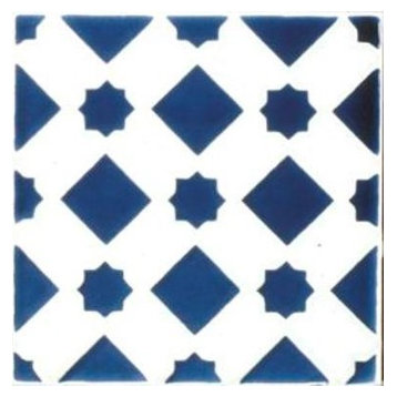 Mediterranean Blue Star Ceramic Tile, 6"x6"