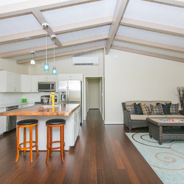 Antique Wire Scraped Caramel Bamboo Flooring T & G installation