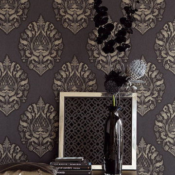 Kavala Charcoal Damask Wallpaper