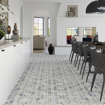 Gorgeous Pattern Marble Floor In Dining Room