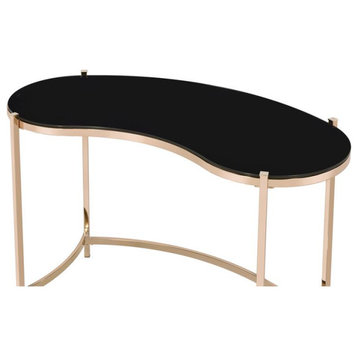 Furniture of America Lythy Contemporary Glass Top Desk in Gold