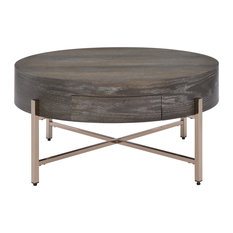 Round Coffee Tables With Drawers, Metal And Wood Round Coffee Table With Storage