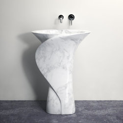 LUSSO STONE CANOVA CARRARA FLOOR STANDING MARBLE BASIN 700 - Products