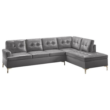 Lexicon Barrington Faux Leather Sectional Sofa in Gray