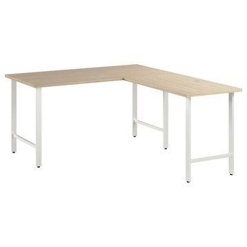 Pemberly Row 60W x 30D L Shaped Computer Desk in Natural Elm - Engineered Wood
