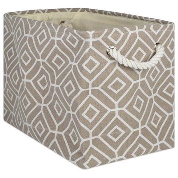 DII Rectangle Modern Polyester Stained Glass Medium Storage Bin in Stone