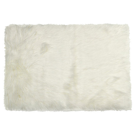 Hudson Faux Sheepskin Rug, 2'x3', Off-White