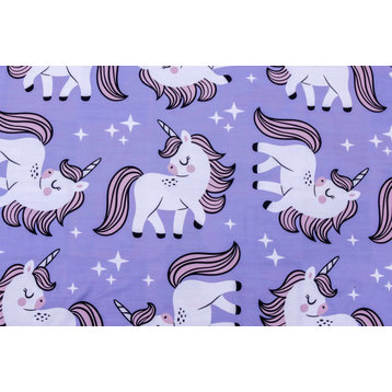 Unicorn Kids Printed Cotton Fabric By The Yard, Lavender Printed Fabric