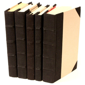 Canvas Collection Books, Black, Set of 5