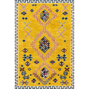 nuLOOM Larisa Bohemian Handmade Wool Area Rug, Yellow 8' x 10'