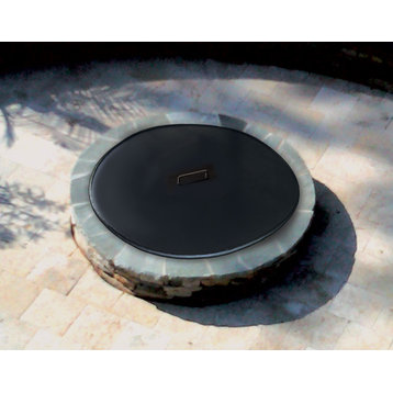 Solid Round Fire Pit Snuffer Cover, Galvanized, 43" Diameter