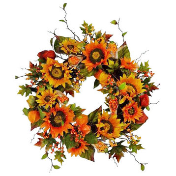 24" Sunflowers/Lantern/Corn Wreath