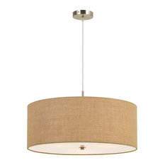 Cal Lighting Addison Drum 3 Light Pendant, Burlap/Burlap, 12.3"