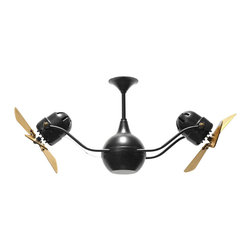Vent Bettina Black Dual Ceiling Fan Light with Mahogany Blades - Ceiling Fans