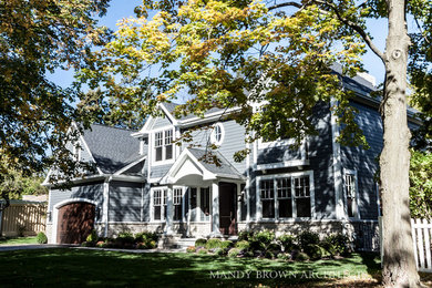 Large two-story mixed siding exterior home photo in Chicago