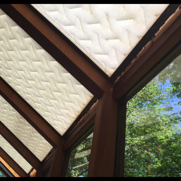 Old, stained inefficient window quilts. Need to be replaced.