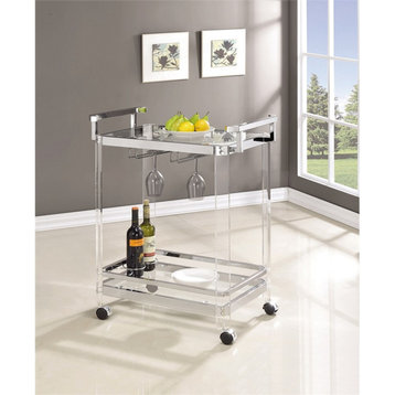 Coaster Jefferson 2-tier Contemporary Metal Serving Cart Clear and Chrome