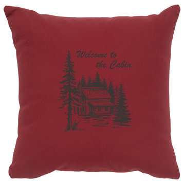 Image Pillow 16x16 Welcome Cabin Cotton Brick