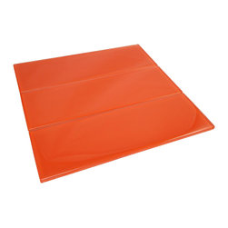 4x12 Glossy Orange Subway Glass Mosaic Tiles - Home Accessories & Decor