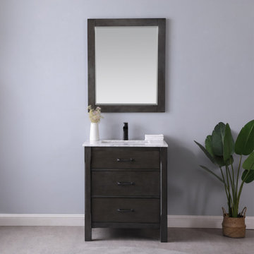Maribella 30" Single Bathroom Vanity Set in Rust Black and Carrara White Marble