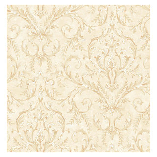 Chelsea Glitter Damask wallpaper in cream & gold