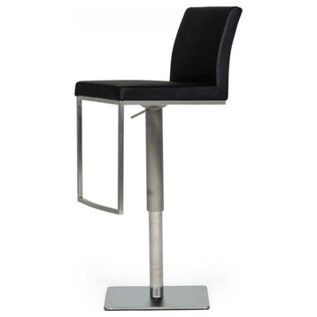 Johnny Modern Black and Brushed Stainless Steel Bar Stool, Set of 2