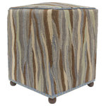 Bareens Designer Rugs - Boho Chic Chana Handmade Kilim Upholstered Ottoman - Chic handmade ottoman crafted using wood and upholstered using hand-woven kilim wool rug is a multi-purpose fashion pouf which will add dimension, color and style to your decor. Inspired by geometric motifs in any array of effervescent color pallet grounds any space with elegance and sophistication.