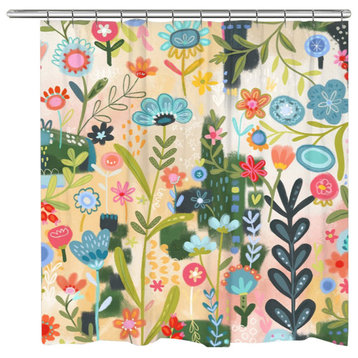 Floral Party Green Shower Curtain