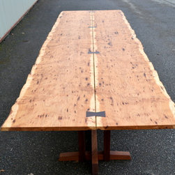 Live Edge Hickory Dining Table with Nakashima Style Base - Dining Tables