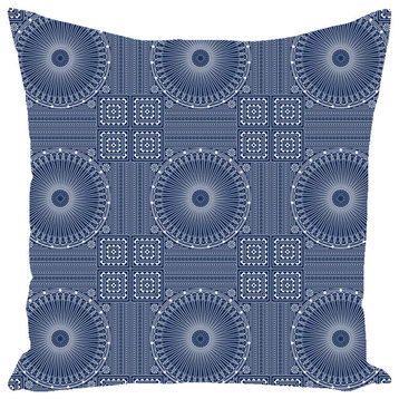 Gujarat Bandhani Blue Throw Pillow, 14x14, Cover Only