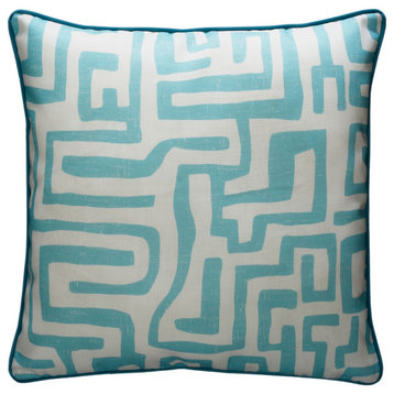 Minimalist Designed Outdoor Throw Pillow | Andrew Martin Reef, Blue