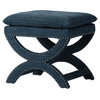 X Frame Accent Vanity Stool, Peacock Woven Fabric