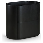 Meridian Furniture - Everett Nightstand, Black - Everything you need at night is easily within arm's reach when you bring home this Everett black nightstand. Its rich black finish and oak veneer exude modern sophistication, complemented by a contemporary design with a raised edge around the perimeter of the top to keep everything in place. Perfect for bedside essentials, it blends practicality with style, offering ample storage and a sleek surface for lamps or decor. Enhance your bedroom with this functional yet elegant piece that combines timeless aesthetics with everyday convenience.