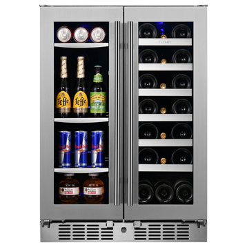 Titan Transcend 24 inch 64 Can 20 Bottle Dual Zone Beverage and Wine Cooler